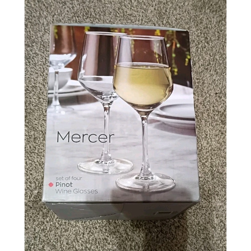 Mercer Set of 4 Pinot Wine‎ Glasses 16.9 oz NIB